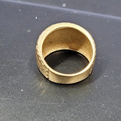 VTG 14k Solid Yellow Gold Star MCM Pattern Cut Wide Band Ring 5.9g Size 5.5