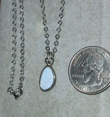 Vintage 925 Sterling Silver Genuine Opal Pendant/Necklace-18″ Chain-6g