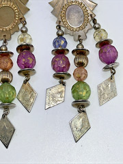 Vtg 1980s Pierced Earrings Multi-Color Chandelier Boho Statement Southwestern