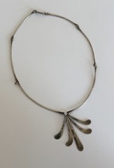 Vintage Modernist Bar Link Sterling Silver Fringe Paddle Necklace