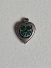 Vintage Sterling Enamel Lucky Heart Clover