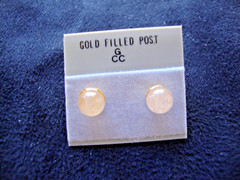 VINTAGE 1970s CLASSIC ROSE QUARTZ 6MM BEAD/BALL GOLD FILLED POST STUD EARRINGS