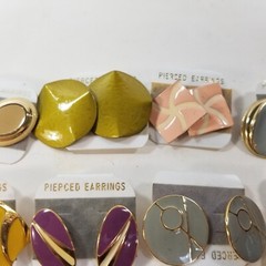Lot of 8 Vintage 1980s 1990s Enamel Pierced Earrings Retro Set NEW On Card