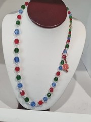 Antique c1930s Mardi Gras Glass Necklace Original Tag Bijoux de Boheime Video