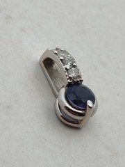 14K White Gold Sapphire & Multi Diamond Pendant Designer “XOX”