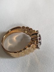 Vintage Costume Faux Gold Ruby Diamond Ring Size 10