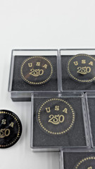 USA 250th Anniversary Obsidian Stone Commemorative Pin Badge 1.2″Limited Edition