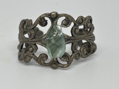 Handcrafted Vintage Sterling Silver Raw Cut Tourmaline Victorian Florentine Ring