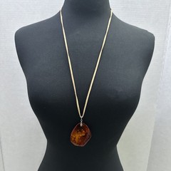 Baltic Amber Dried Plant Resin Adjustable Rope Necklace 925 Bail (22.83g)