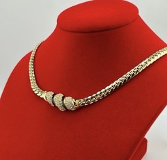 Vintage ch. dior Gold-Tone Chain Necklace Crystal Pavé & Enamel Signed Rare!