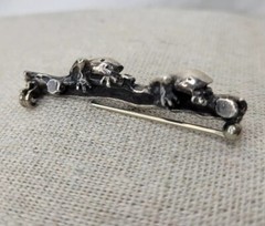 Vintage Frog Brooch Frogs On A Log Sterling Silver Bar Pin Artist Made Estate