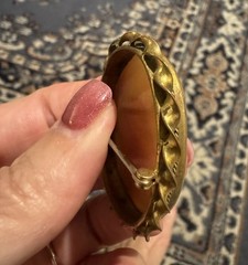 Vtg Antique Gold Tone Carved Shell Cameo Brooch Pendant Estate