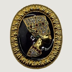 Vintage Berebi Nefertiti Brooch Enamel Limited Edition Pin Missing Rhinestones