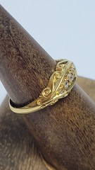 Antique Chester England 18k Yellow Gold 5 Rough Rose Cut Diamond Ring Size 7