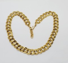 MONET Necklace Gold Tone Double Oval Link RARE Statement Runway Vintage 21 in