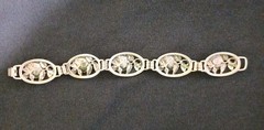 DANECRAFT Vintage Sterling Silver Floral Rose and Leaf Oval Link Bracelet RARE *