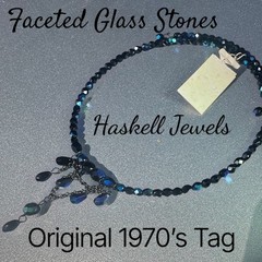 VTG Miriam Haskell Necklace Choker Orig Tags Iridescent Glass Couture Vrba Era