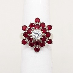 Vintage Luxury RING Sterling Silver 925 with Bright Stones -size: 7.5 (18mm) #68