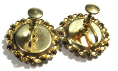 UNUSUAL FLOWER LEAF clear rhinestone gold tone mtl pink blue green STUD EARRINGS