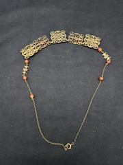 Antique Czech Brass and Glass Necklace