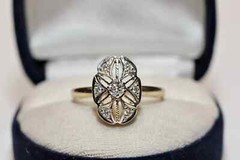 Art Deco Style Lab Created Diamond Filigree Floral 14K White Gold FN Gift Ring