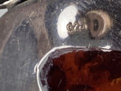 Lovely Vintage Baltic Amber & Sterling Silver 925 Pendant