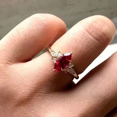 3Ct Art Deco Style Lab-Created Red Ruby Anniversary 14K Yellow Gold Finish Ring