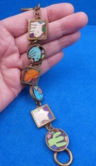 Vintage 1970’s Bronze Inlay Panels Story Bracelet ~ Andrew Shows & Turza Wells