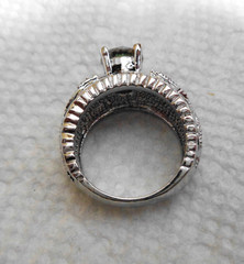 Size 5.5 Vintage Sterling Silver & Solitaire CZ w/Diamond Chips Ring 7.1 grams