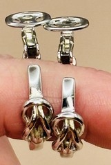 Trifari Earrings Clip On Silver Tone Love Knot Hoops
