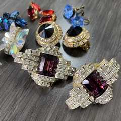 Rhinestone Earring Jewelry Lot – Vtg Rhinestone Earring Lot – Czechoslovakia