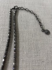 Vintage RJ Graziano Gunmetal Teardrop Pendant Necklace Rhinestone Statement