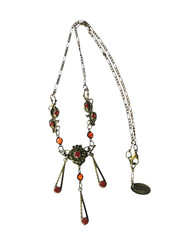 Vintage Kenny Ma San Francisco Bronze/Brass Tone Rhinestone Necklace~15.5″
