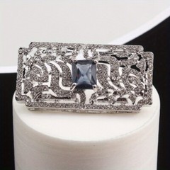 Vintage Court-style Cut-out Rectangular Simple Creative Brooch Men Jewelry Gift