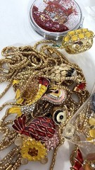 Mixed Jewelry Lot Bundle Large Pendant Necklaces Floating Glitter Compacts Bling