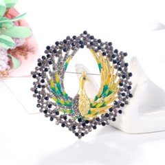 Rhinestone Peacock Brooches Scarf Pins Animal Brooch for Women Luxury Jewelry