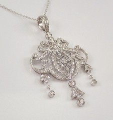 2Ct Art Deco Style Lab Created Diamond Engagement Gift 14K White Gold FN Pendant