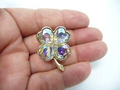 Estate Vintage Signed WEISS Clear Rhinestone Floral Brooch USA Seller