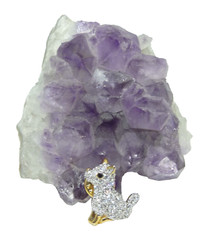 Vintage Landau Gold Tone Crystal Rhinestone Terrier Dog Pin USA SELLER