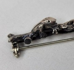 Vintage Frog Brooch Frogs On A Log Sterling Silver Bar Pin Artist Made Estate