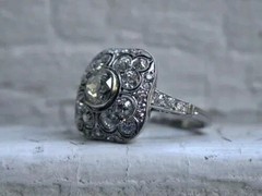 Art Deco Vintage Style 3Ct Round Lab Created Diamond 14K White Gold Finish Ring