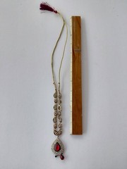 Vintage Necklace Indian Kundan Bridal Choker Adjustable Gold Tone Red Multicolor