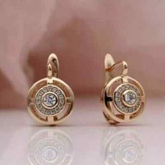Art Deco Style Round Lab Created Diamond Wedding 14Ct Rose Gold Finish Earrings