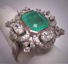 3 Ct Emerald Vintage Art Deco Five Stone Cocktail Wedding Ring 14K White Gold FN