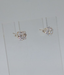 VTG 925 STS Square 6mm CZ Stud Earrings Sterling Silver 1g Asscher Cut Estate
