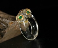 Natural Diamond Crystal Quartz Emerald 22k Gold Ethnic Ring 10ct Fashion Women
