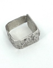 Vintage Modernist Sterling Silver Artisan Square Ring
