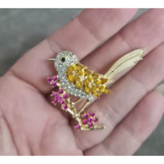 Adorable Colorful Brooch Pin Flower Bird Shiny Zircon Fashion Women Gift Party