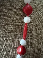 Vintage Beaded Necklace Red White Acrylic Patriotic Old Money Americana 4th July