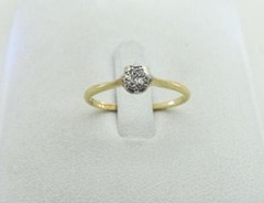 18K Gold Antique Rose Cut 0.10 CT Diamond Engagement Ring Vintage Size 5.5
